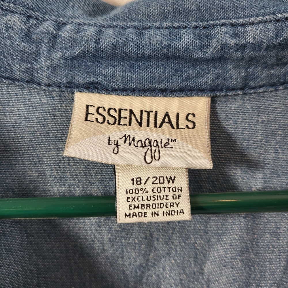 Essentials By Maggie Denim Button Front Midi Flor… - image 3